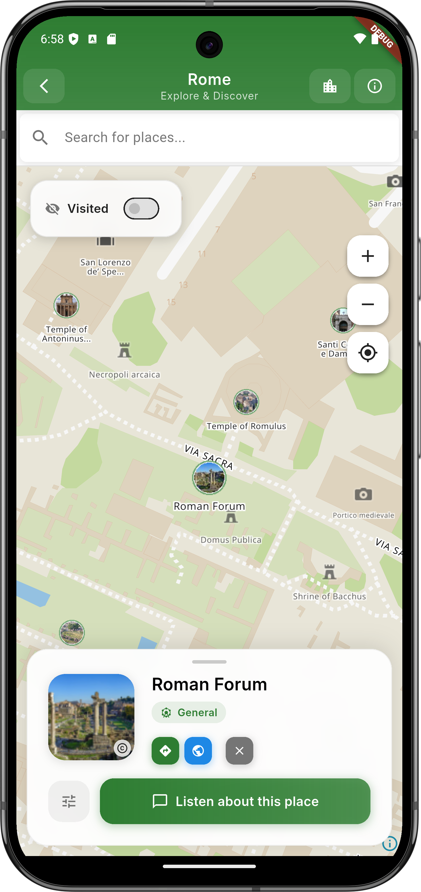 GuideX Discover Screen - Find nearby attractions and points of interest
